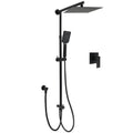 10" Matte Black 2in1 Shower Set with Rainfall Head, Handheld & Adjustable Sliding Rail + Mixer