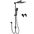 10" Matte Black 2in1 Shower Set with Rain Head, Handheld, Sliding Rail & Twin Taps - Black