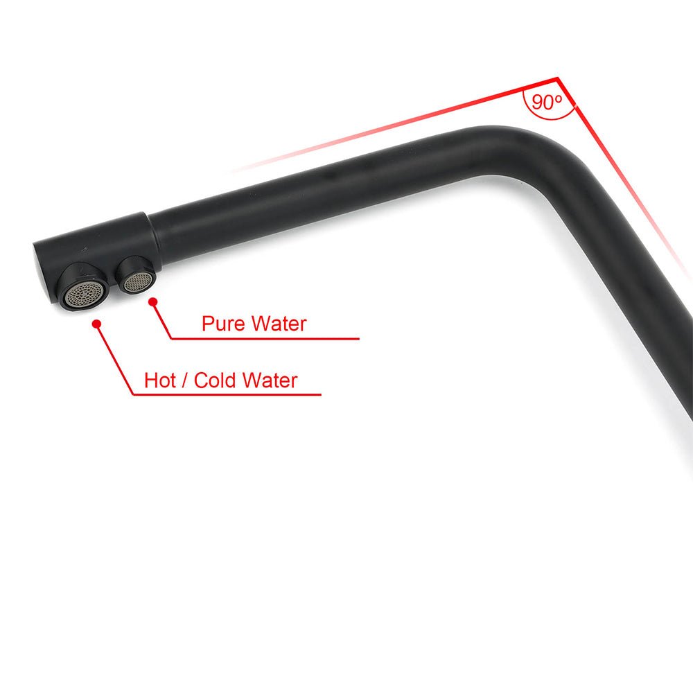 Matt Black 3 Ways Kitchen Mixer Tap Pury Water Sink Faucet 360 Swivel Spout Outlet - Furniture > Bathroom > Shower Heads & Screens - Rivercity House & Home Co. (ABN 18 642 972 209) - Affordable Modern Furniture Australia