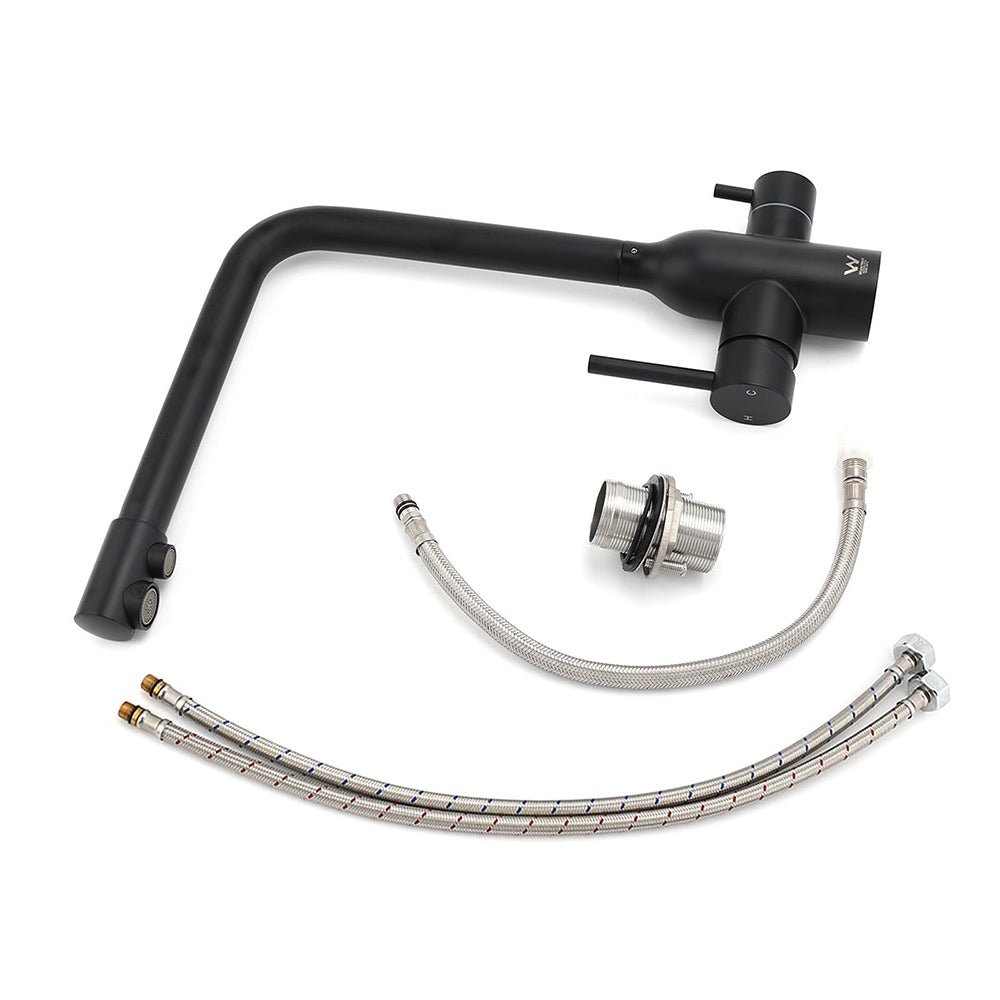 Matt Black 3 Ways Kitchen Mixer Tap Pury Water Sink Faucet 360 Swivel Spout Outlet - Furniture > Bathroom > Shower Heads & Screens - Rivercity House & Home Co. (ABN 18 642 972 209) - Affordable Modern Furniture Australia