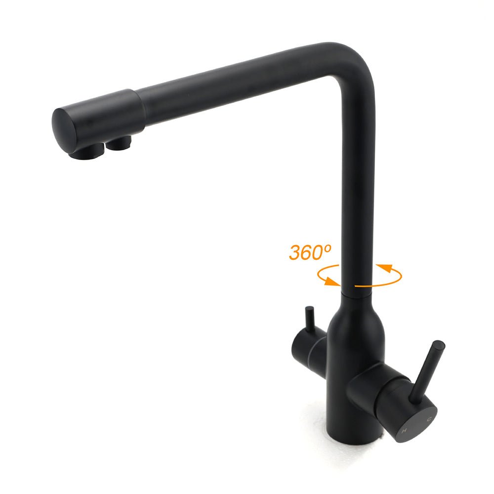Matt Black 3 Ways Kitchen Mixer Tap Pury Water Sink Faucet 360 Swivel Spout Outlet - Furniture > Bathroom > Shower Heads & Screens - Rivercity House & Home Co. (ABN 18 642 972 209) - Affordable Modern Furniture Australia