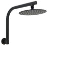 8" Stainless Steel Round Rain Shower Head with Gooseneck Swivel Wall Arm - Matte Black