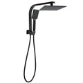 8" Matte Black 2-in-1 Square Shower Head Set with 3-Mode Handheld & Gooseneck Arm