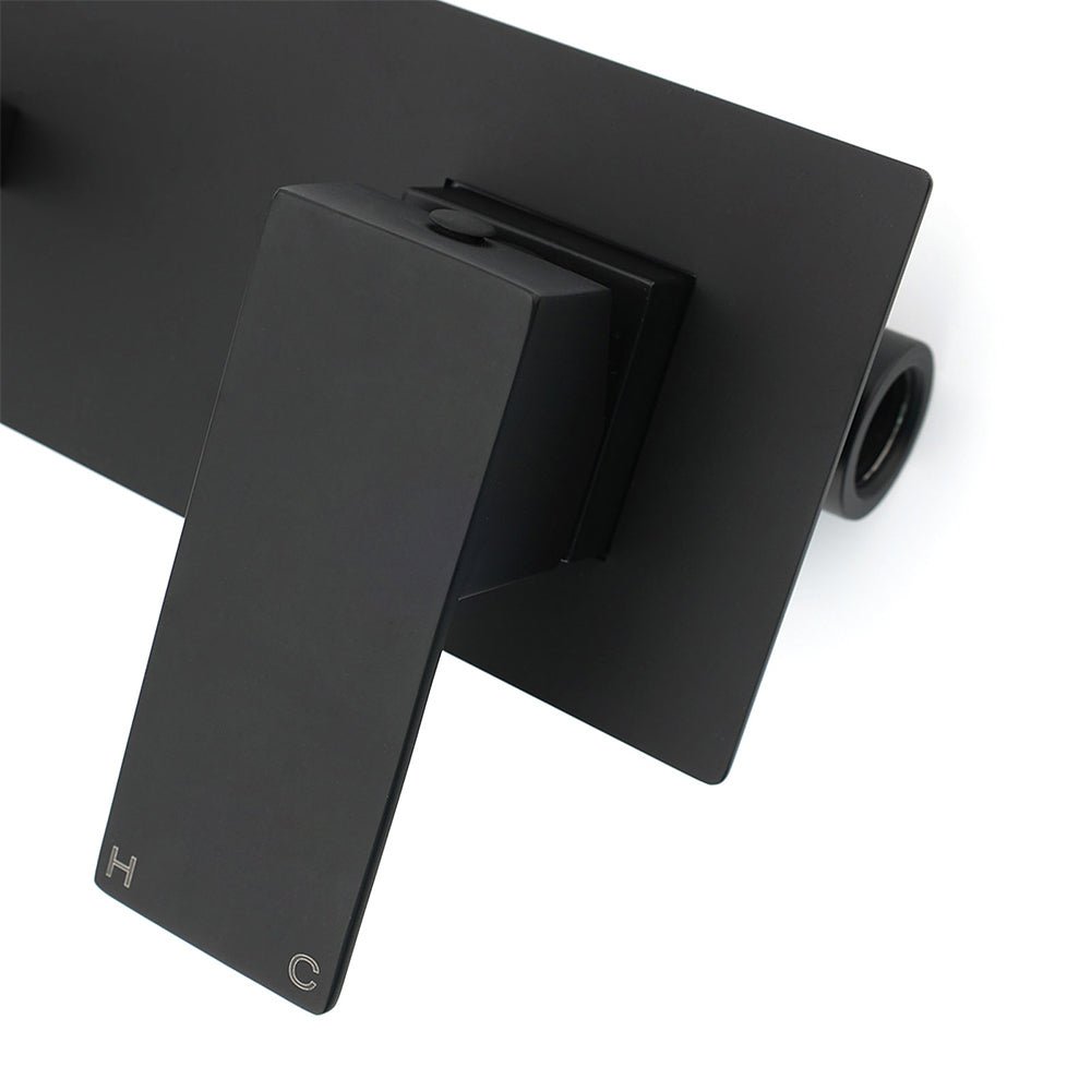 Matt Black Basin Mixer Bathroom Tub Faucet Wall Mount Tap Hot Cold Water Spout - Furniture > Bathroom > Shower Heads & Screens - Rivercity House & Home Co. (ABN 18 642 972 209) - Affordable Modern Furniture Australia