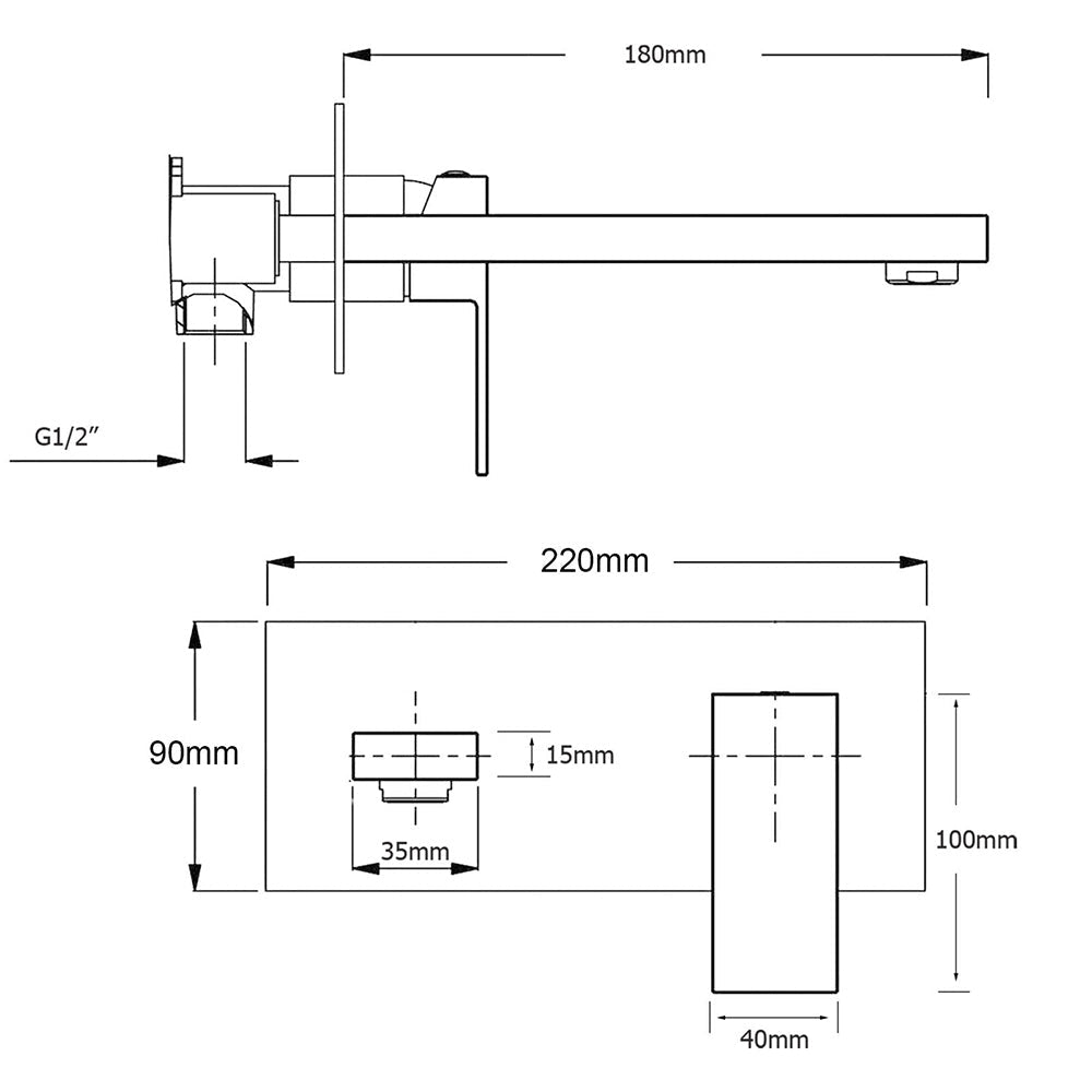 Matt Black Basin Mixer Bathroom Tub Faucet Wall Mount Tap Hot Cold Water Spout - Furniture > Bathroom > Shower Heads & Screens - Rivercity House & Home Co. (ABN 18 642 972 209) - Affordable Modern Furniture Australia