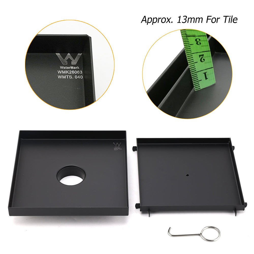 Matt Black Bathroom Big 200mm Tile Insert Floor Drain Shower Grate 50mm Outlet - Furniture > Bathroom > Shower Heads & Screens - Rivercity House & Home Co. (ABN 18 642 972 209) - Affordable Modern Furniture Australia
