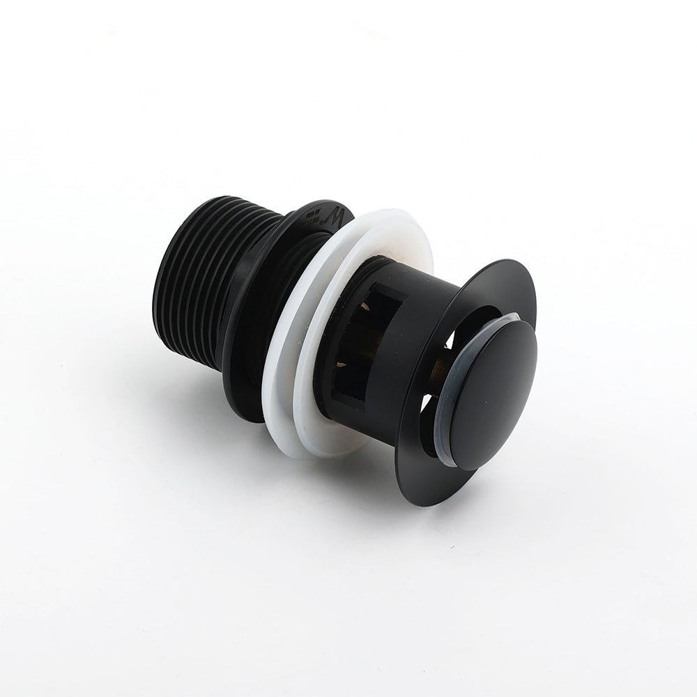 Matt Black Brass 32mm Push Pop Up Waste Plug Overflow Basin Sink Drain Outlet - Furniture > Bathroom > Shower Heads & Screens - Rivercity House & Home Co. (ABN 18 642 972 209) - Affordable Modern Furniture Australia