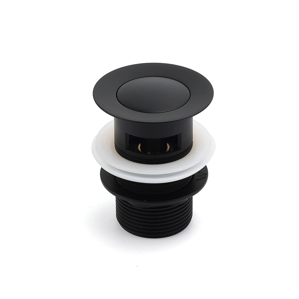 Matt Black Brass 32mm Push Pop Up Waste Plug Overflow Basin Sink Drain Outlet - Furniture > Bathroom > Shower Heads & Screens - Rivercity House & Home Co. (ABN 18 642 972 209) - Affordable Modern Furniture Australia