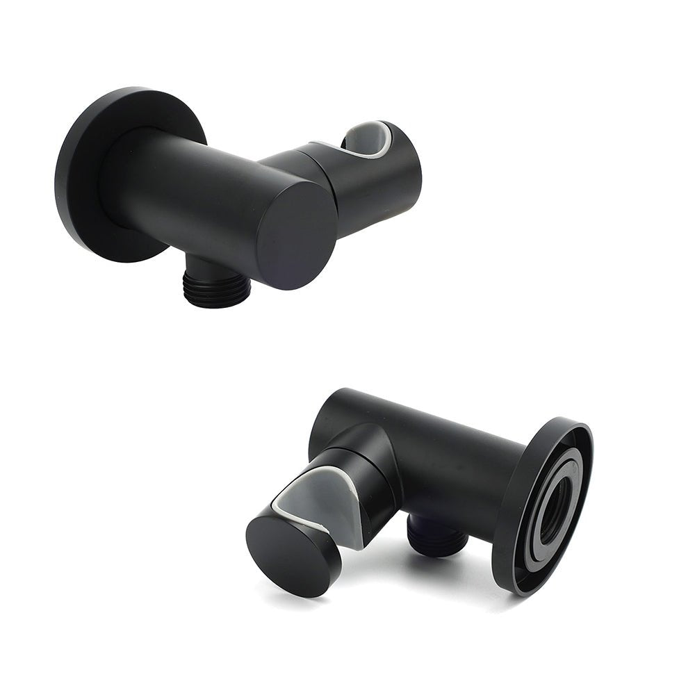 Matt Black Brass Hand Shower Bracket Swivel Holder Wall Elbow Connector Water Inlet Kit - Furniture > Bathroom > Shower Heads & Screens - Rivercity House & Home Co. (ABN 18 642 972 209) - Affordable Modern Furniture Australia