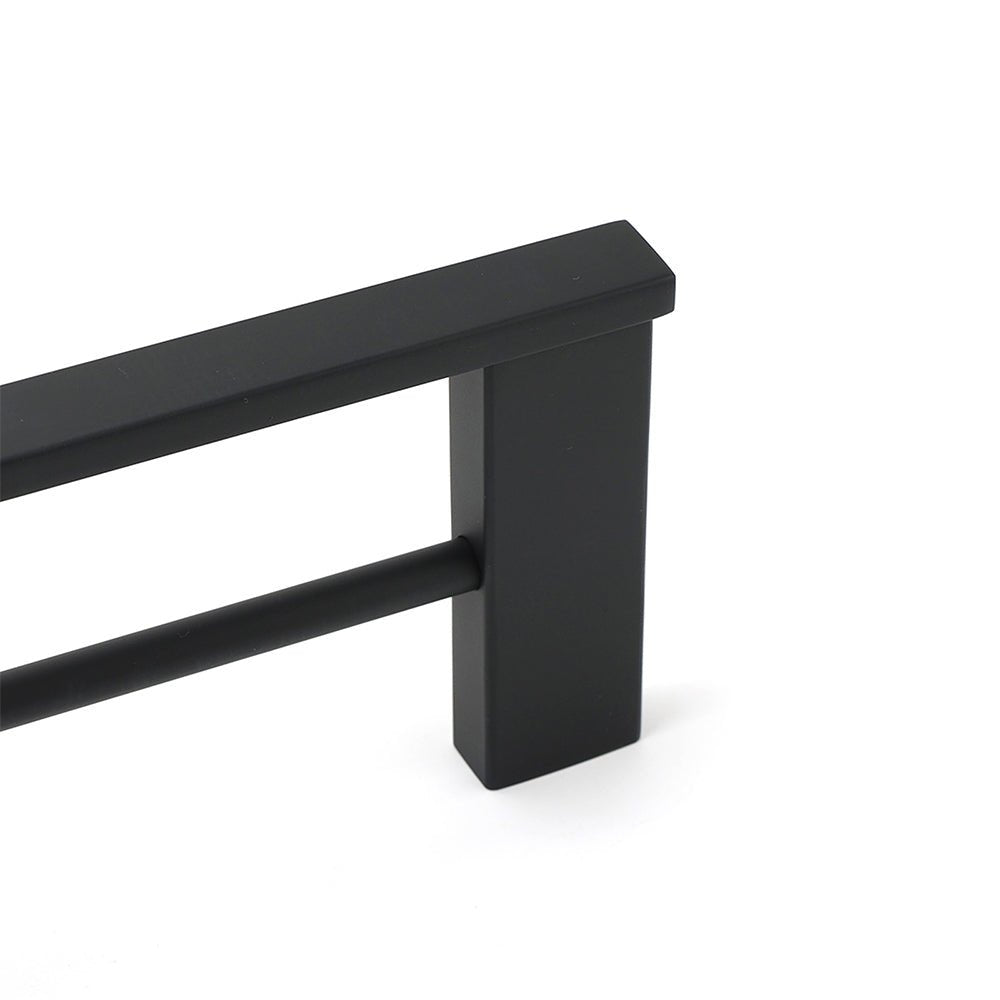 Matt Black Cubic Square 600mm Double Towel Rail Rack Hanger Holder Bar Wall Kit - Home & Garden > Bathroom Accessories > Shower Accessories - Rivercity House & Home Co. (ABN 18 642 972 209) - Affordable Modern Furniture Australia