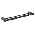 600mm Double Cubic Square Towel Rail Rack Wall Mount - Matte Black