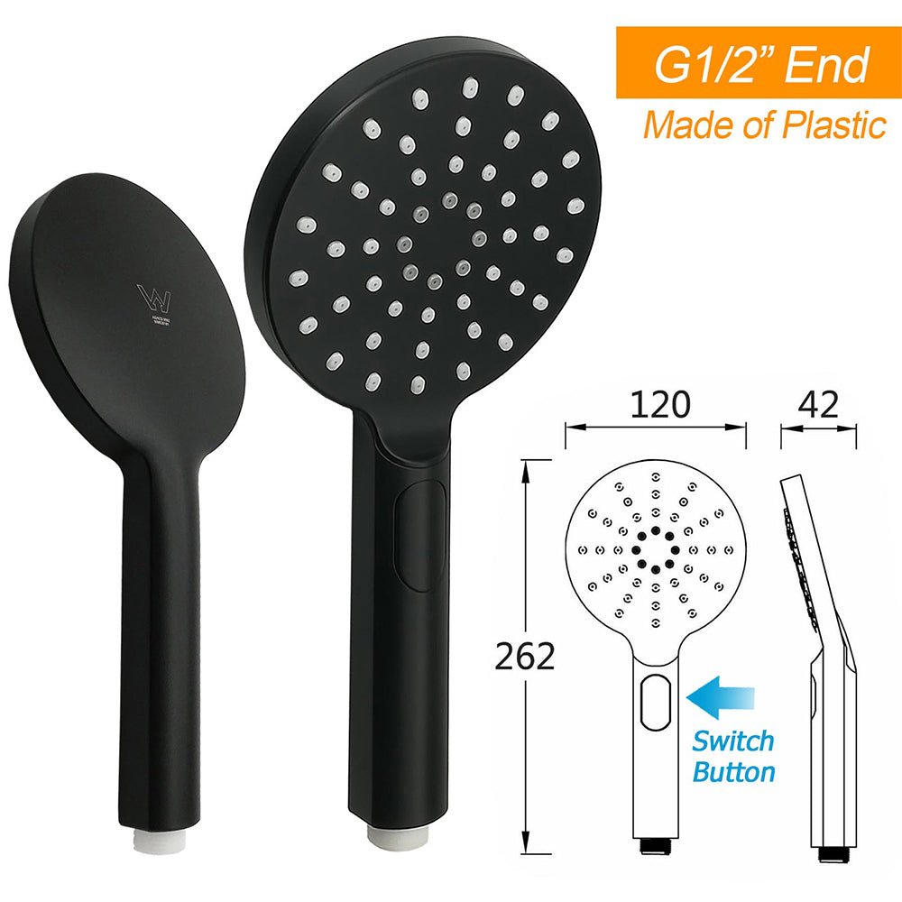 Matt Black Dual Round Shower Set 10" Rain Head 3 Mode Handheld Sliding Rail Arm Diverter - Furniture > Bathroom > Shower Heads & Screens - Rivercity House & Home Co. (ABN 18 642 972 209) - Affordable Modern Furniture Australia