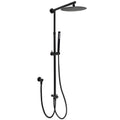 10" Matte Black Dual Round Rain Shower Set with Handheld, Sliding Rail & Diverter - Black