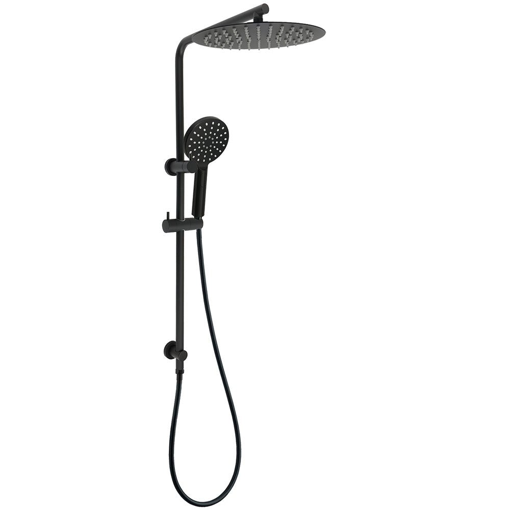 Matt Black Dual Shower 12" Large Shower Rain Head + Handheld Silde Wall Rail Set - Furniture > Bathroom > Shower Heads & Screens - Rivercity House & Home Co. (ABN 18 642 972 209) - Affordable Modern Furniture Australia
