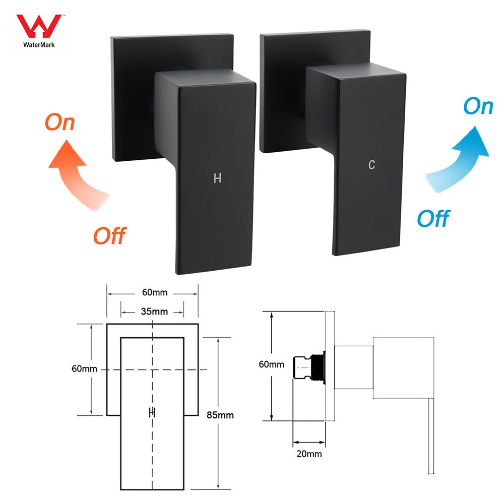 Matt Black Dual Shower Large 12" Square Head Handheld Adjustable Silde Rail Set Twin Taps - Furniture > Bathroom > Shower Heads & Screens - Rivercity House & Home Co. (ABN 18 642 972 209) - Affordable Modern Furniture Australia