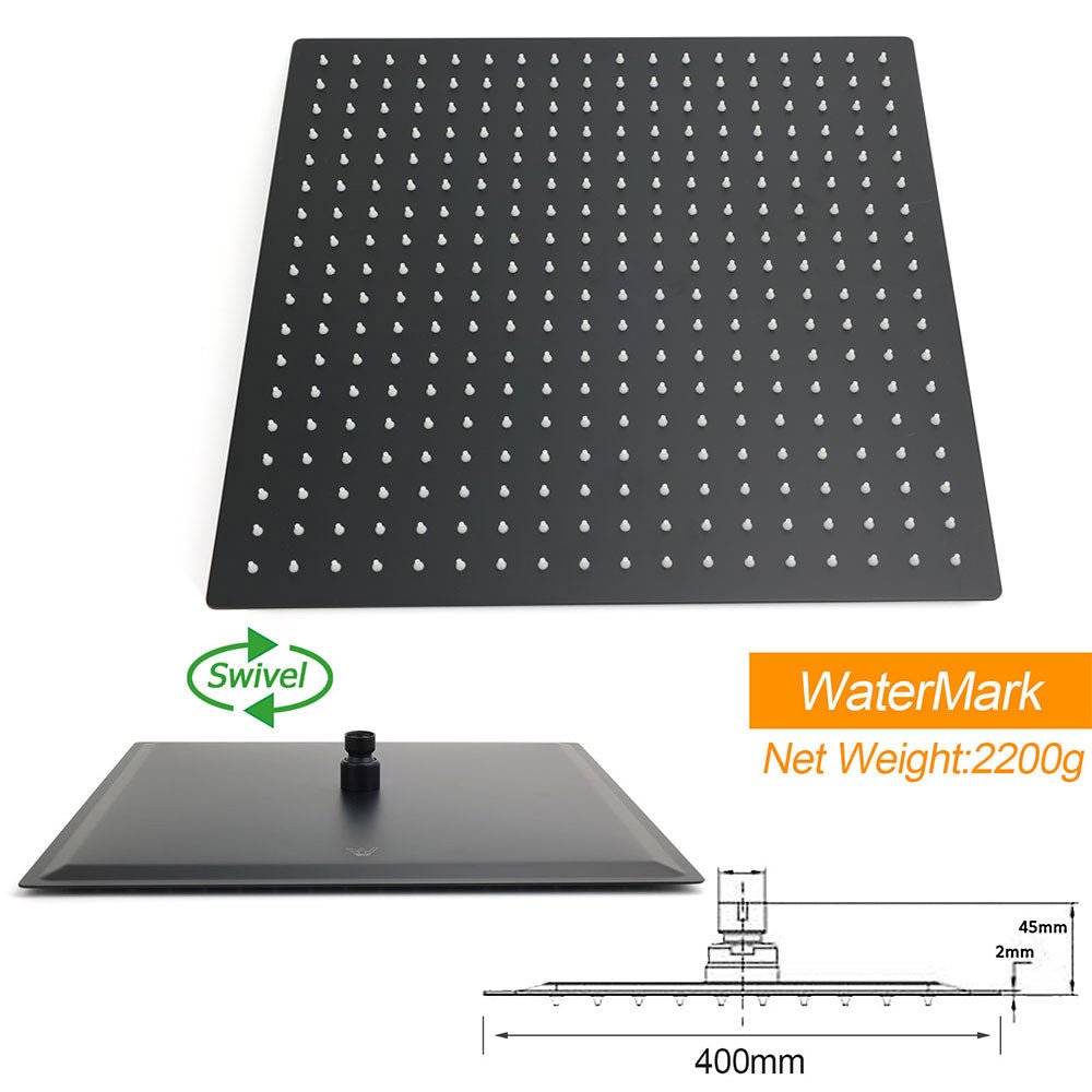 Matt Black Dual Shower Set 16" Rainfall Head 3 Modes Handheld Silding Rail Combo Twin Taps - Furniture > Bathroom > Shower Heads & Screens - Rivercity House & Home Co. (ABN 18 642 972 209) - Affordable Modern Furniture Australia