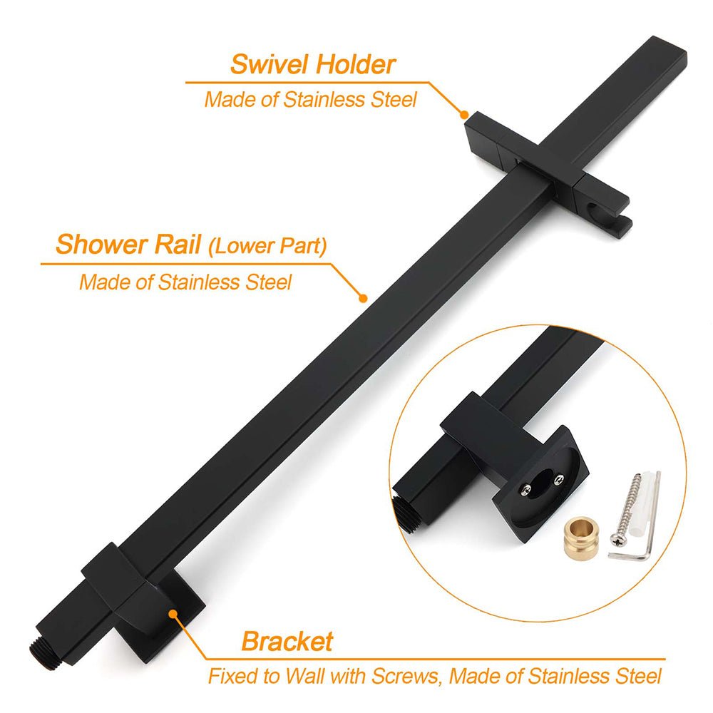 Matt Black Dual Shower Set 16" Rainfall Head 3 Modes Handheld Silding Rail Combo Twin Taps - Furniture > Bathroom > Shower Heads & Screens - Rivercity House & Home Co. (ABN 18 642 972 209) - Affordable Modern Furniture Australia