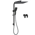 Matte Black 16" Rainfall Dual Shower Set with 3-Mode Handheld & Sliding Rail Twin Taps - Black