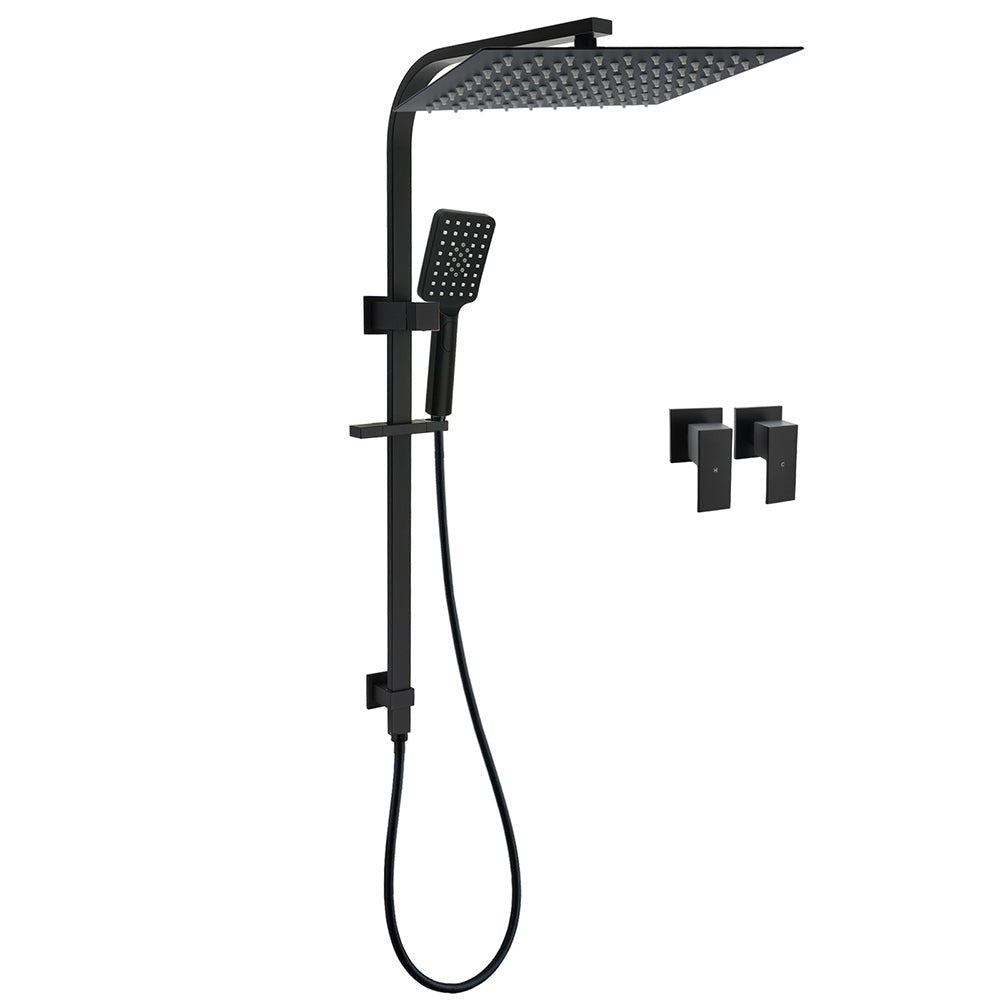 Matt Black Dual Shower Set 16" Rainfall Head 3 Modes Handheld Silding Rail Combo Twin Taps - Furniture > Bathroom > Shower Heads & Screens - Rivercity House & Home Co. (ABN 18 642 972 209) - Affordable Modern Furniture Australia
