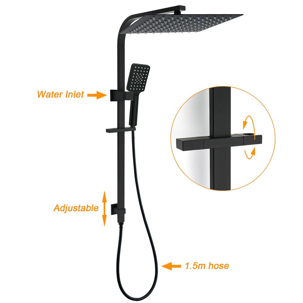 Matt Black Dual Shower Set 16" Rainfall Head 3 Modes Handheld Silding Rail Combo Twin Taps - Furniture > Bathroom > Shower Heads & Screens - Rivercity House & Home Co. (ABN 18 642 972 209) - Affordable Modern Furniture Australia