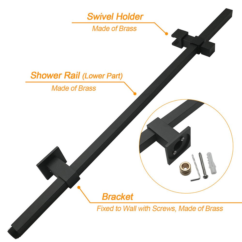 Matt Black Dual Shower Square 10" Rain Head 3 Modes Handheld Brass Silde Rail Mixer Set - Furniture > Bathroom > Shower Heads & Screens - Rivercity House & Home Co. (ABN 18 642 972 209) - Affordable Modern Furniture Australia