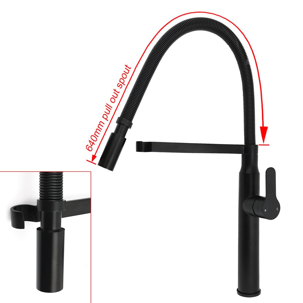 Matt Black Kitchen Sink Basin Mixer 360º Swivel Faucet Tap Pull Out Spout WELS - Furniture > Bathroom > Shower Heads & Screens - Rivercity House & Home Co. (ABN 18 642 972 209) - Affordable Modern Furniture Australia