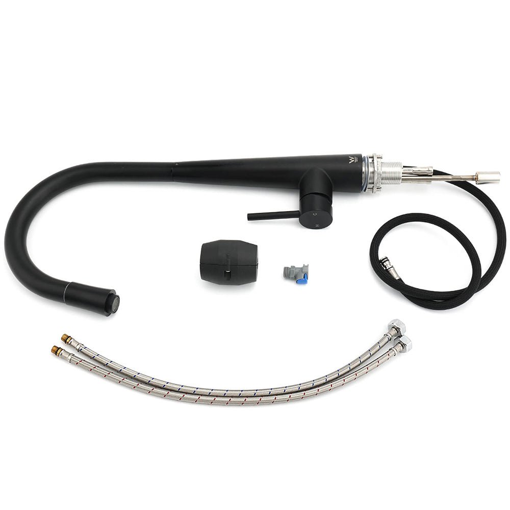 Matt Black Pull Out Long Hose Kitchen Sink Tap Round Basin Mixer Faucet Spout - Furniture > Bathroom > Shower Heads & Screens - Rivercity House & Home Co. (ABN 18 642 972 209) - Affordable Modern Furniture Australia