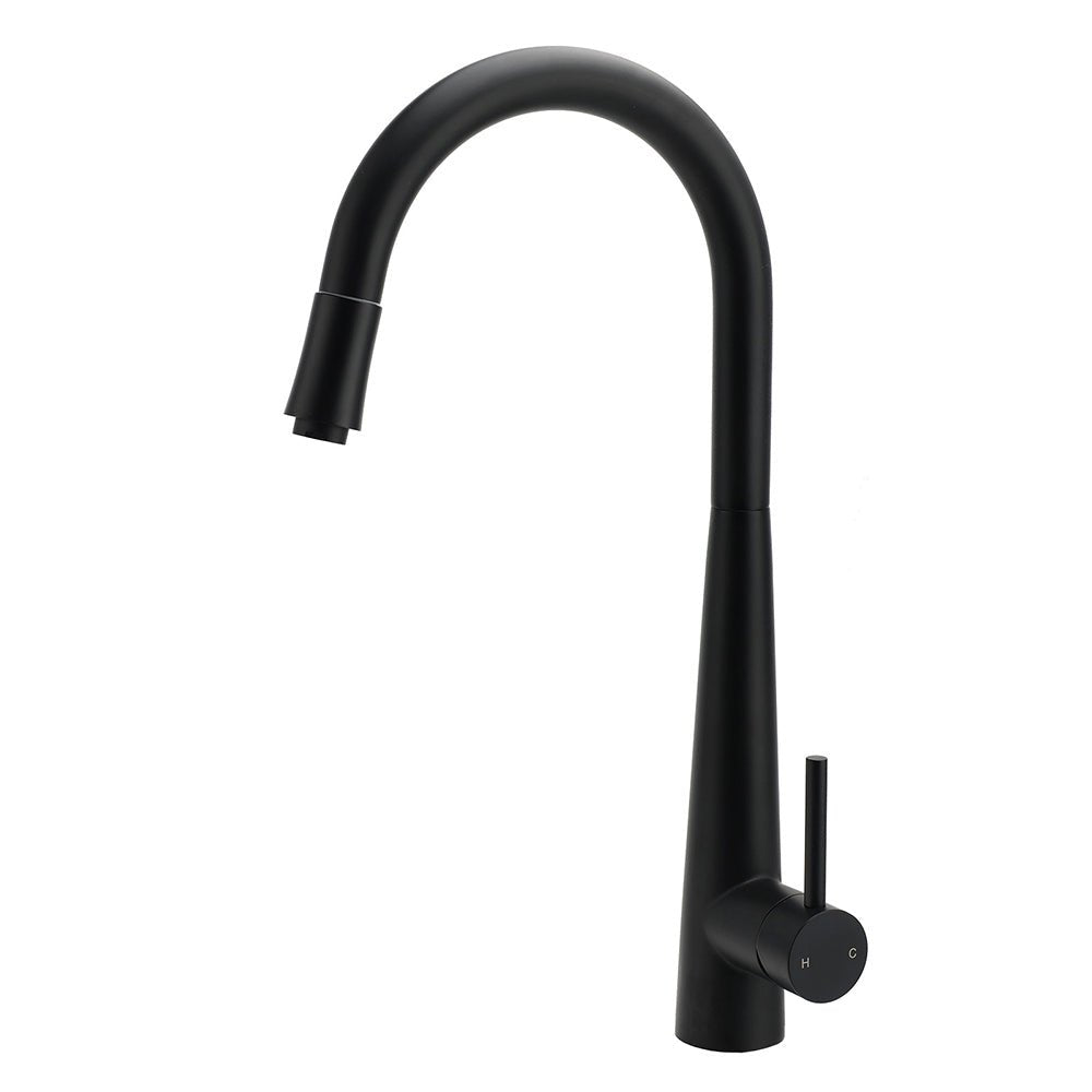 Matt Black Pull Out Long Hose Kitchen Sink Tap Round Basin Mixer Faucet Spout - Furniture > Bathroom > Shower Heads & Screens - Rivercity House & Home Co. (ABN 18 642 972 209) - Affordable Modern Furniture Australia