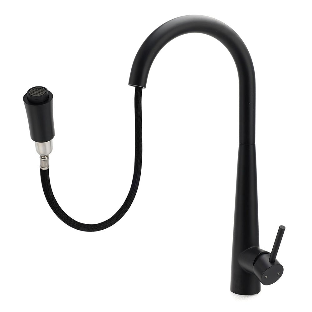 Matt Black Pull Out Long Hose Kitchen Sink Tap Round Basin Mixer Faucet Spout - Furniture > Bathroom > Shower Heads & Screens - Rivercity House & Home Co. (ABN 18 642 972 209) - Affordable Modern Furniture Australia