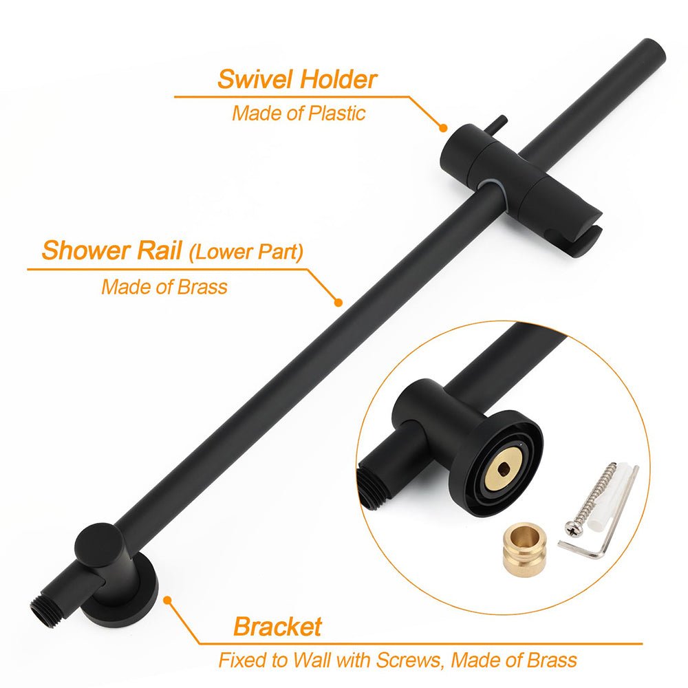 Matt Black Round 10" Rain Shower Head Brass Handheld Slide Rail Riser Arm Twin Taps Set - Furniture > Bathroom > Shower Heads & Screens - Rivercity House & Home Co. (ABN 18 642 972 209) - Affordable Modern Furniture Australia