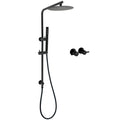 10" Matte Black Round Rain Shower Head with Brass Handheld Slide Rail and Twin Taps Set