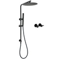 12" Matte Black Round Rain Shower Head Handheld Riser Rail Set with Diverter Mixer Taps