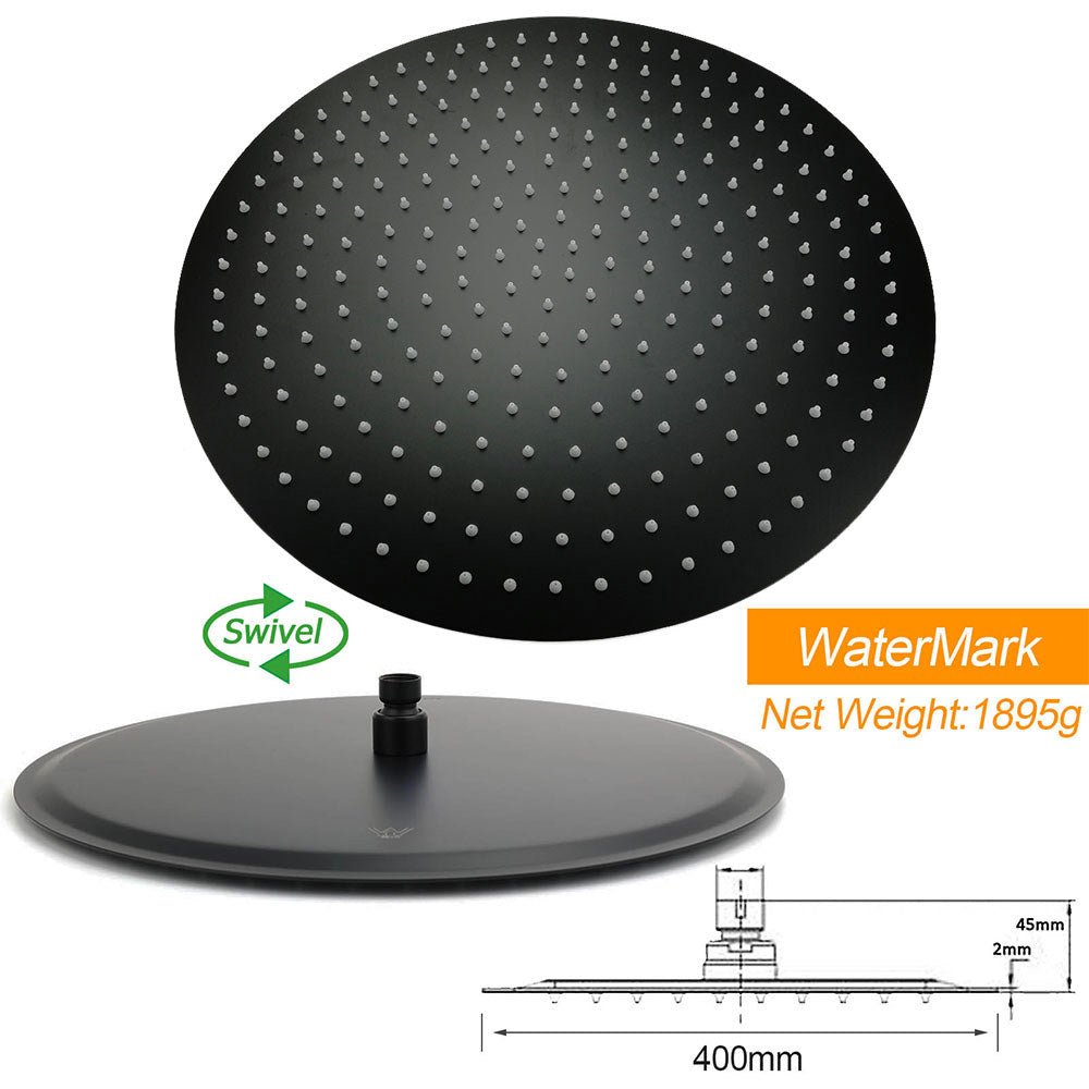 Matt Black Round 16" Extra Large Rain Shower Head 300mm Ceiling Dropper Arm Set - Furniture > Bathroom > Shower Heads & Screens - Rivercity House & Home Co. (ABN 18 642 972 209) - Affordable Modern Furniture Australia