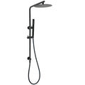 KYLINS 250mm Matte Black Round Rain Shower Head with Brass Handheld Slide Rail Set - Black