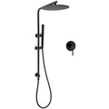 300mm Matte Black Round Rain Shower Head Handheld Riser Rail Set with Diverter Mixer - Matte Black