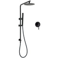 8" Matte Black Round 3-Mode Rain & Handheld Shower Head 2-in-1 Wall Arm Mixer Set - Black