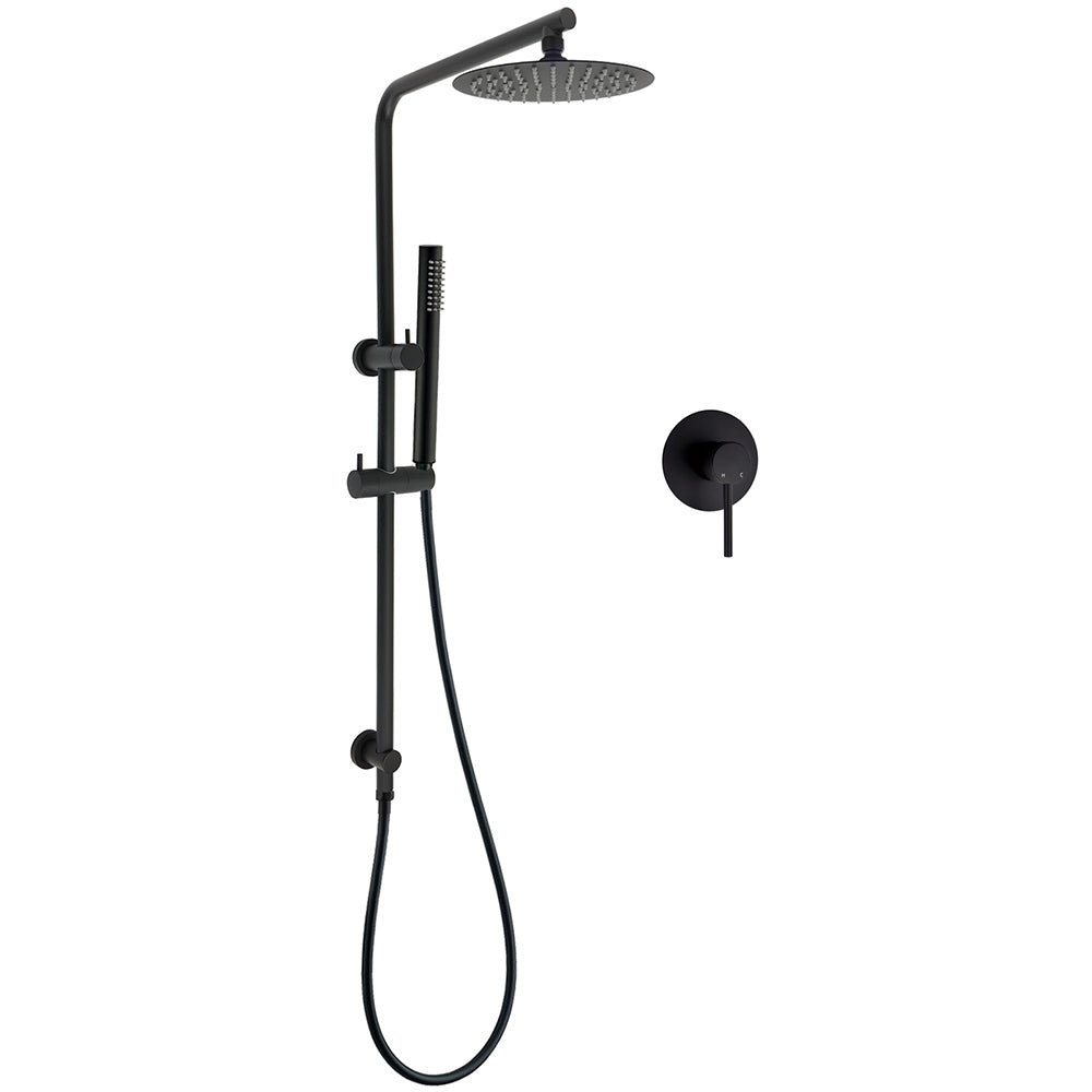 Matt Black Round 8" Rain Shower Head 3 Mode Handheld 2 in 1 Wall Arm Mixer Set - Furniture > Bathroom > Shower Heads & Screens - Rivercity House & Home Co. (ABN 18 642 972 209) - Affordable Modern Furniture Australia