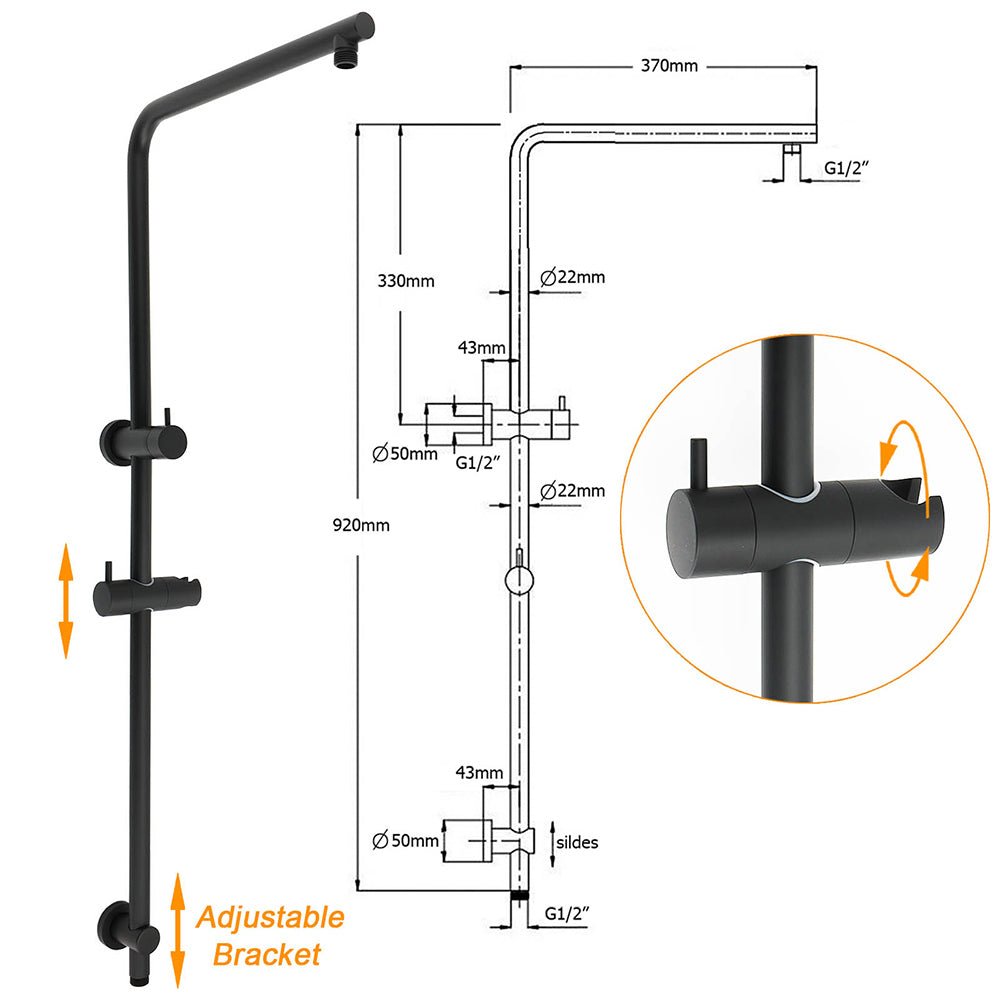 Matt Black Round 8" Rain Shower Head 3 Mode Handheld 2 in 1 Wall Arm Mixer Set - Furniture > Bathroom > Shower Heads & Screens - Rivercity House & Home Co. (ABN 18 642 972 209) - Affordable Modern Furniture Australia