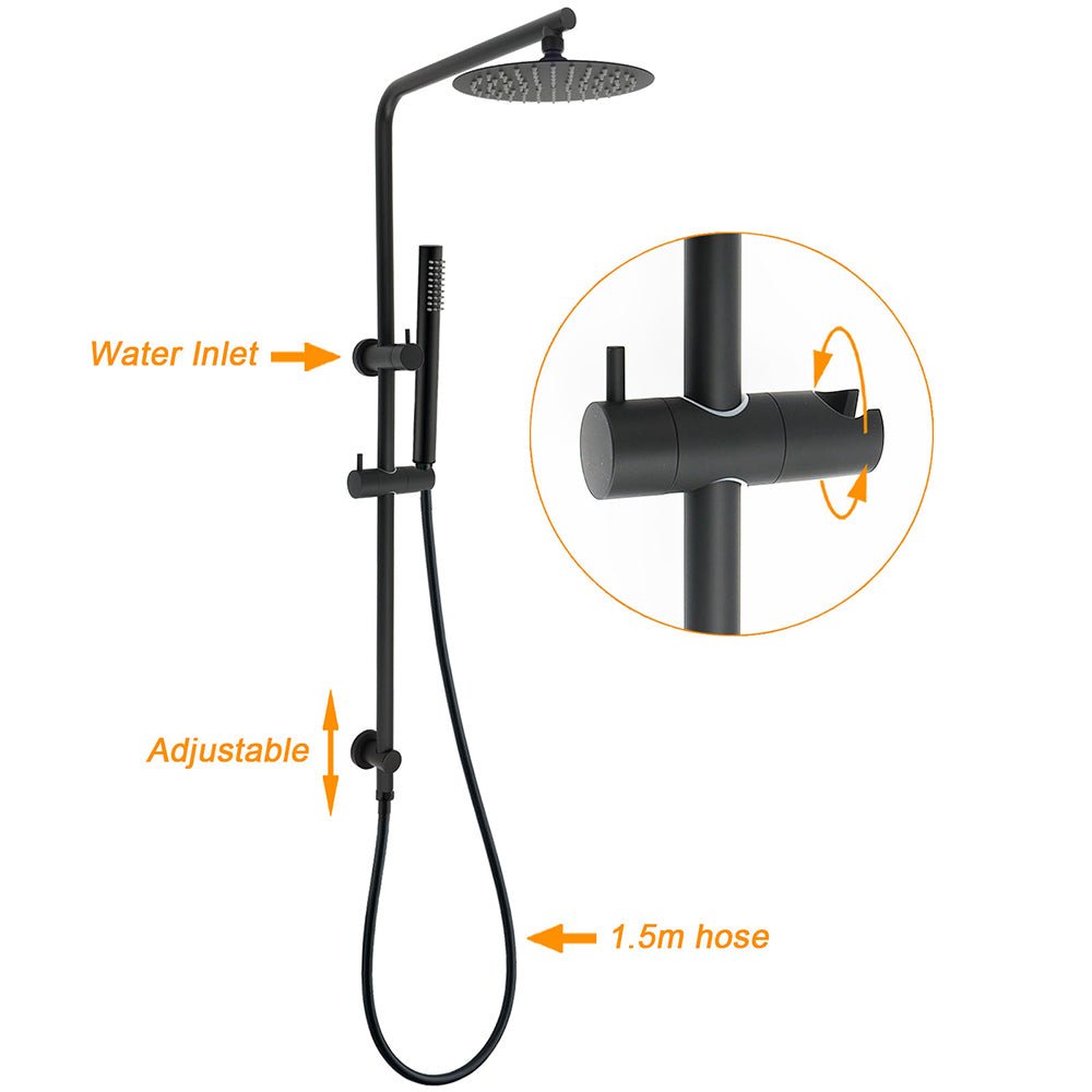 Matt Black Round 8" Rain Shower Head 3 Mode Handheld 2 in 1 Wall Arm Set - Furniture > Bathroom > Shower Heads & Screens - Rivercity House & Home Co. (ABN 18 642 972 209) - Affordable Modern Furniture Australia