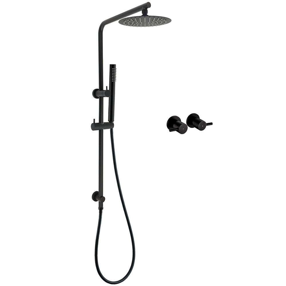 Matt Black Round 8" Rain Shower Head 3 Mode Handheld 2 in 1 Wall Arm Taps Set - Furniture > Bathroom > Shower Heads & Screens - Rivercity House & Home Co. (ABN 18 642 972 209) - Affordable Modern Furniture Australia