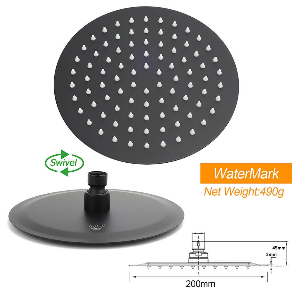 Matt Black Round 8" Shower Head Sliding Rail Arm 3 Modes Handheld Arm Dual Combo + Mixer - Furniture > Bathroom > Shower Heads & Screens - Rivercity House & Home Co. (ABN 18 642 972 209) - Affordable Modern Furniture Australia