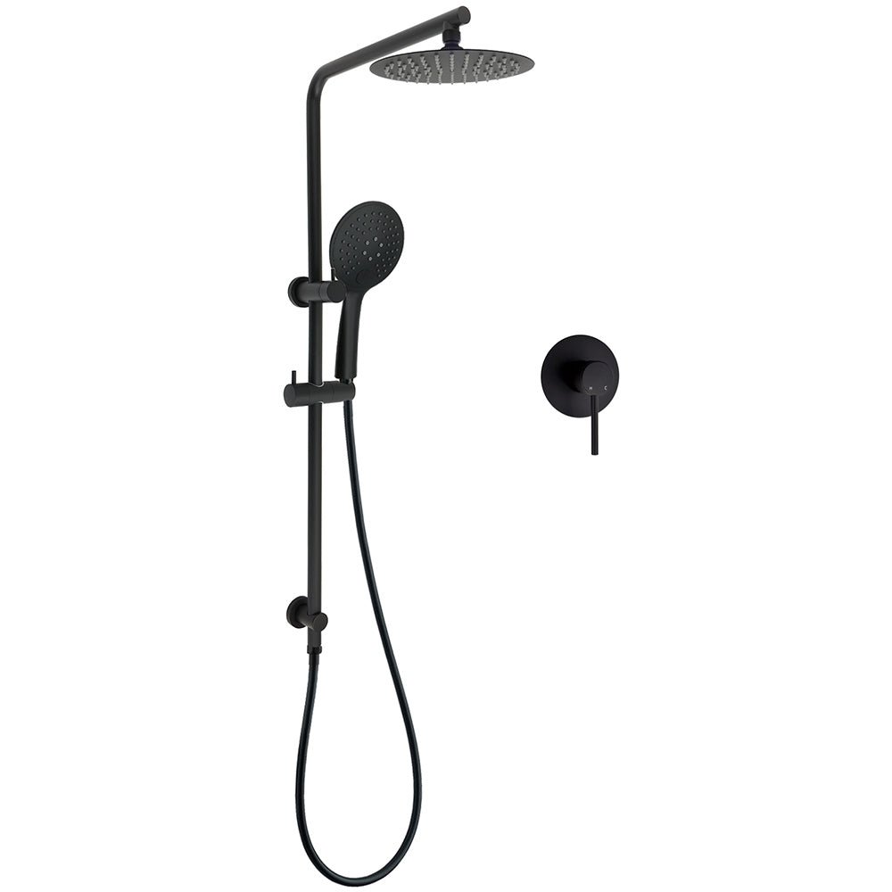 Matt Black Round 8" Shower Head Sliding Rail Arm 3 Modes Handheld Arm Dual Combo + Mixer - Furniture > Bathroom > Shower Heads & Screens - Rivercity House & Home Co. (ABN 18 642 972 209) - Affordable Modern Furniture Australia