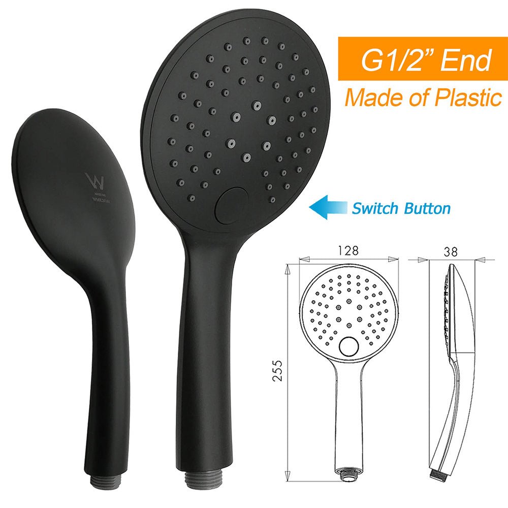 Matt Black Round 8" Shower Head Sliding Rail Arm 3 Modes Handheld Arm Dual Combo - Furniture > Bathroom > Shower Heads & Screens - Rivercity House & Home Co. (ABN 18 642 972 209) - Affordable Modern Furniture Australia