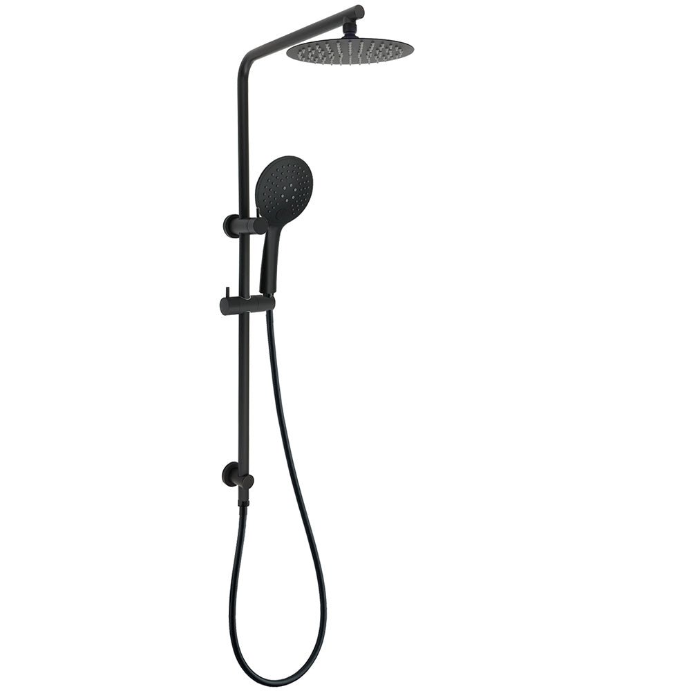 Matt Black Round 8" Shower Head Sliding Rail Arm 3 Modes Handheld Arm Dual Combo - Furniture > Bathroom > Shower Heads & Screens - Rivercity House & Home Co. (ABN 18 642 972 209) - Affordable Modern Furniture Australia