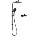 8" Matte Black Round Shower Head & Sliding Rail Arm Dual Set with 3-Mode Handheld & Taps - Black