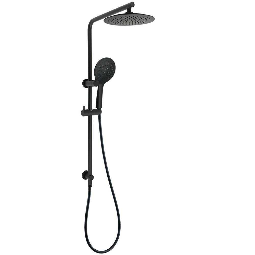 Matt Black Round 9" Rainfall Head Handheld Sliding Rail Wall Arm Dual Shower Set - Furniture > Bathroom > Shower Heads & Screens - Rivercity House & Home Co. (ABN 18 642 972 209) - Affordable Modern Furniture Australia