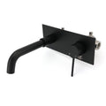 Wall Mounted Matte Black Round Basin Mixer Bathtub Faucet Tap Set - Black