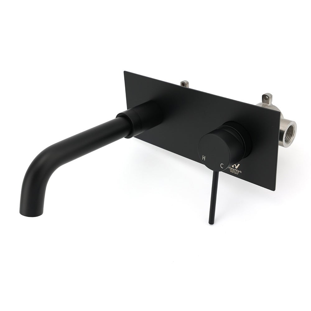 Matt Black Round Basin Mixer Bathtub Wall Mounted Faucet Tap Laundry Spout Set - Furniture > Bathroom > Shower Heads & Screens - Rivercity House & Home Co. (ABN 18 642 972 209) - Affordable Modern Furniture Australia