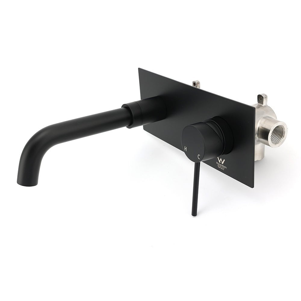 Matt Black Round Basin Mixer Bathtub Wall Mounted Faucet Tap Laundry Spout Set - Furniture > Bathroom > Shower Heads & Screens - Rivercity House & Home Co. (ABN 18 642 972 209) - Affordable Modern Furniture Australia