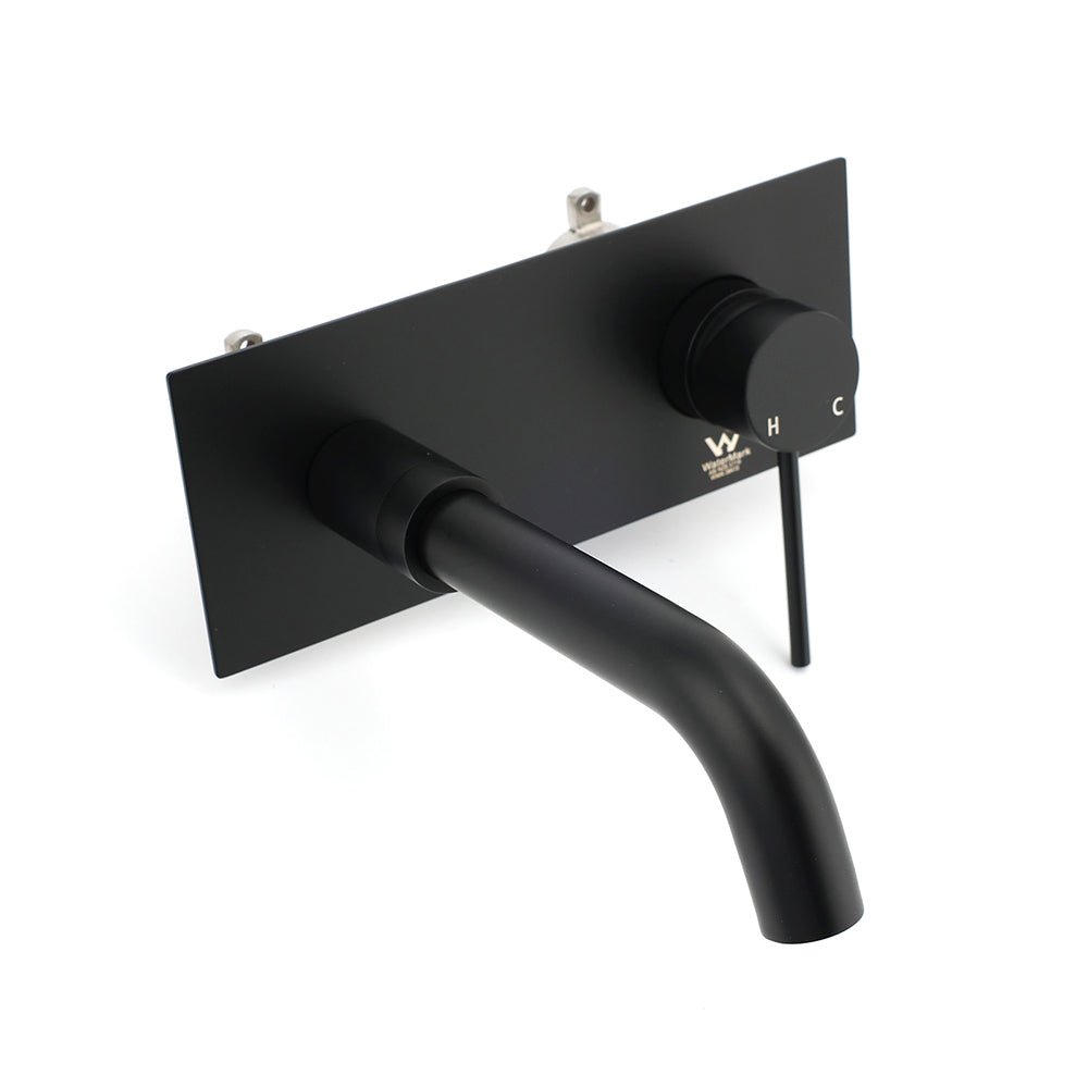 Matt Black Round Basin Mixer Bathtub Wall Mounted Faucet Tap Laundry Spout Set - Furniture > Bathroom > Shower Heads & Screens - Rivercity House & Home Co. (ABN 18 642 972 209) - Affordable Modern Furniture Australia